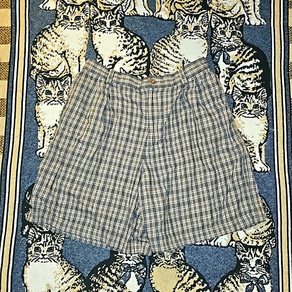 Liz Sport shorts cotton plaid high waisted pockets Vintage